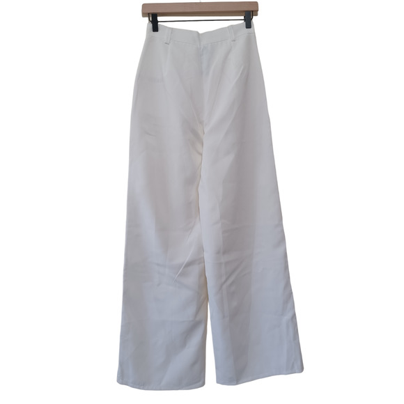 Boohoo Wide Leg Button Detail Trouser Color: Cream, Size 10 - Picture 6 of 7